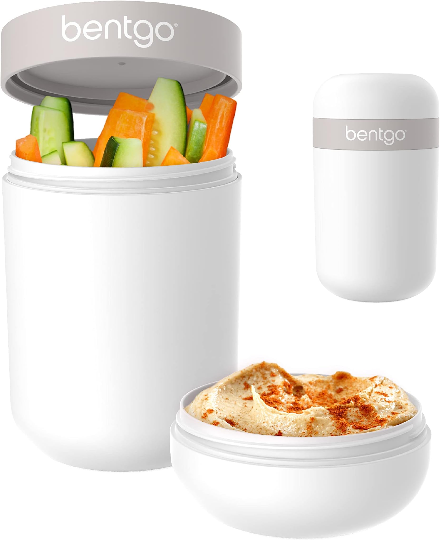 Snack Cup - Reusable Snack Container with Leak-Proof Design, Toppings Compartment, and Dual-Sealing Lid, Portable & Lightweight for Work, Travel, Gym - Dishwasher Safe (White)