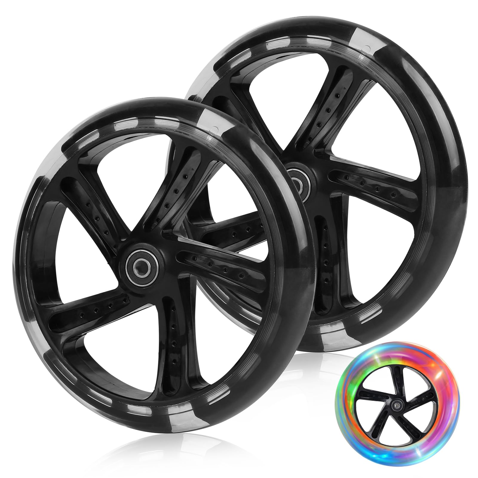 DBREAKS Lichtgevende stunt scooter wielen, 4 stuks LED-lichtwielen, 80mm 120mm Led Scooter vervangingswielen met ABEC, 9 kogellagers, hardheidsgraad 88A, geschikt voor allerlei scooters (Zwart DBREAKS Lichtgevende stunt scooter wielen, 4 stuks LED-lichtwielen, 80mm 120mm Led Scooter vervangingswielen met ABEC, 9 kogellagers, hardheidsgraad 88A, geschikt voor allerlei scooters (Zwart