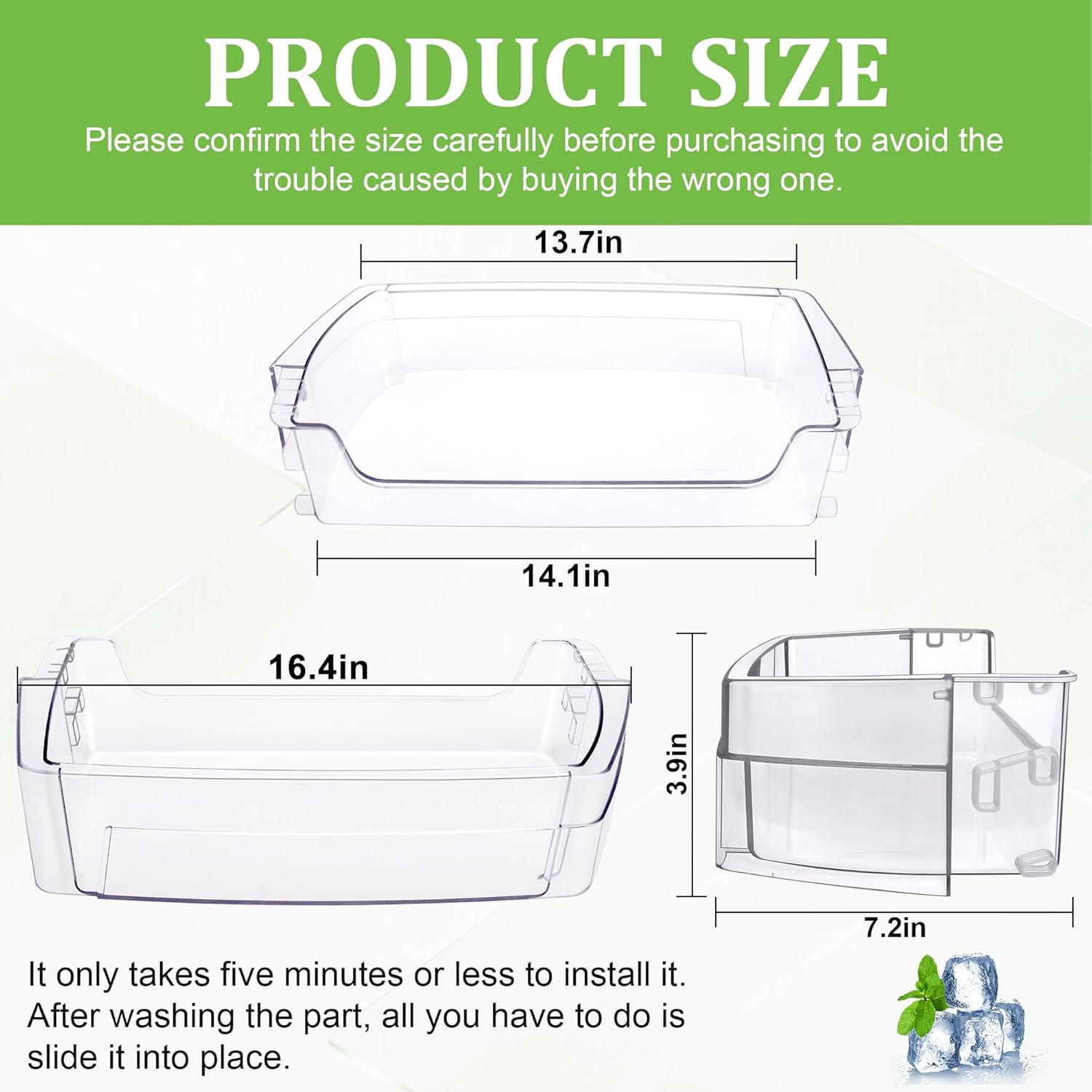WR71X24428 WR71X38318 Refrigerator Door Shelf Bin Compatible with G-E Refrigerator Door Shelf Replacement 4975917 AP7175677 PS16619590 EAP16619590 by AMI PARTS