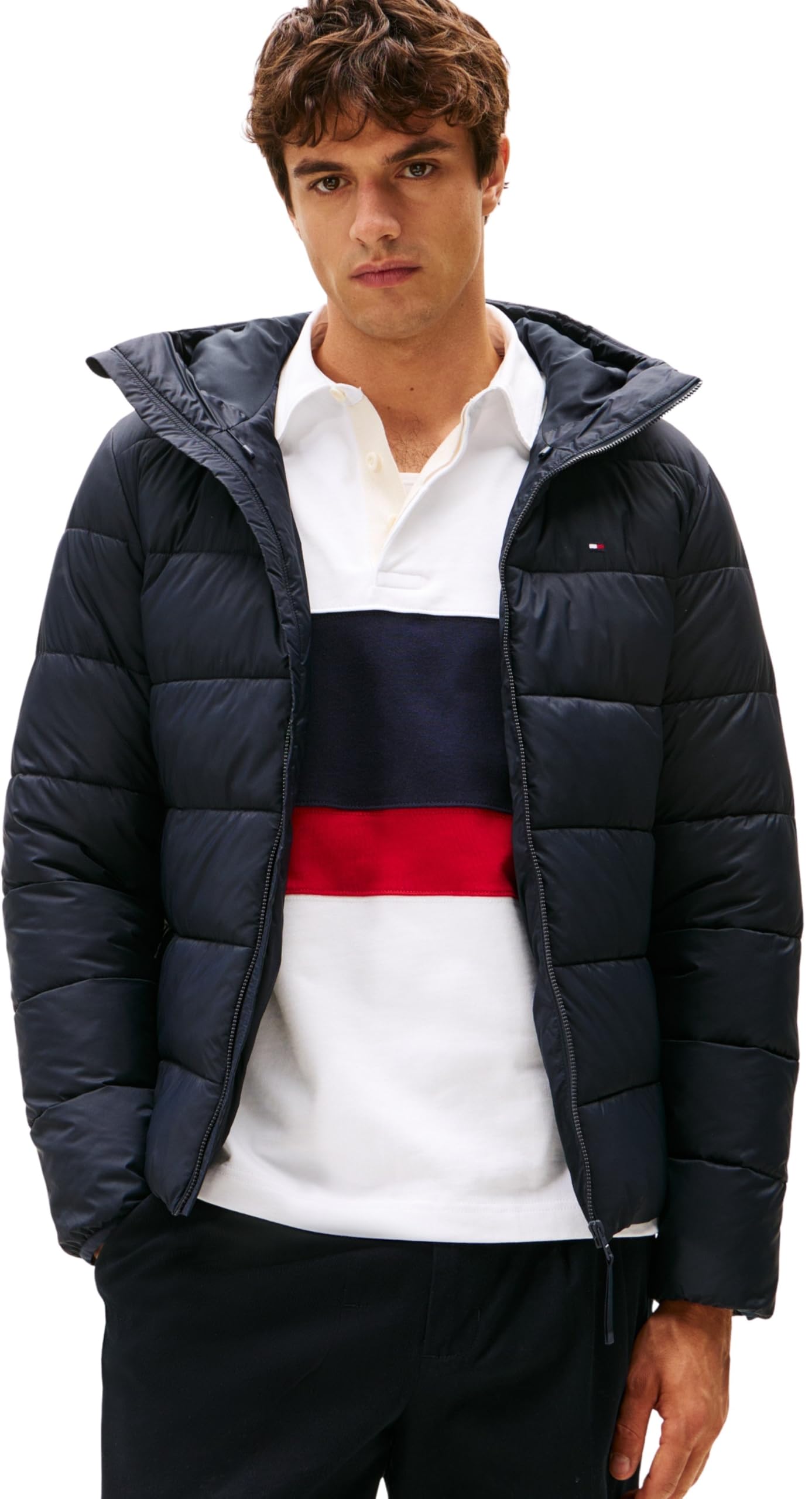 Tommy Hilfiger Herren Steppjacke Mid Weight mit Kapuze