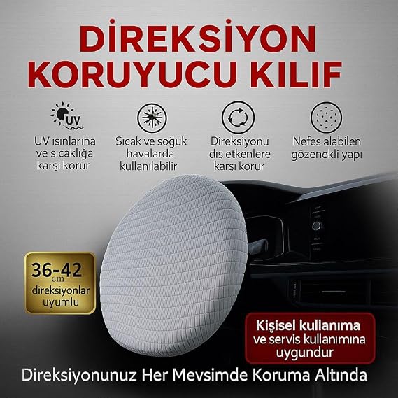 Kia Sportage ile Uyumlu Direksiyon Koruyucu Kılıf UV, Toz, Isı Koruma 36-42 cm