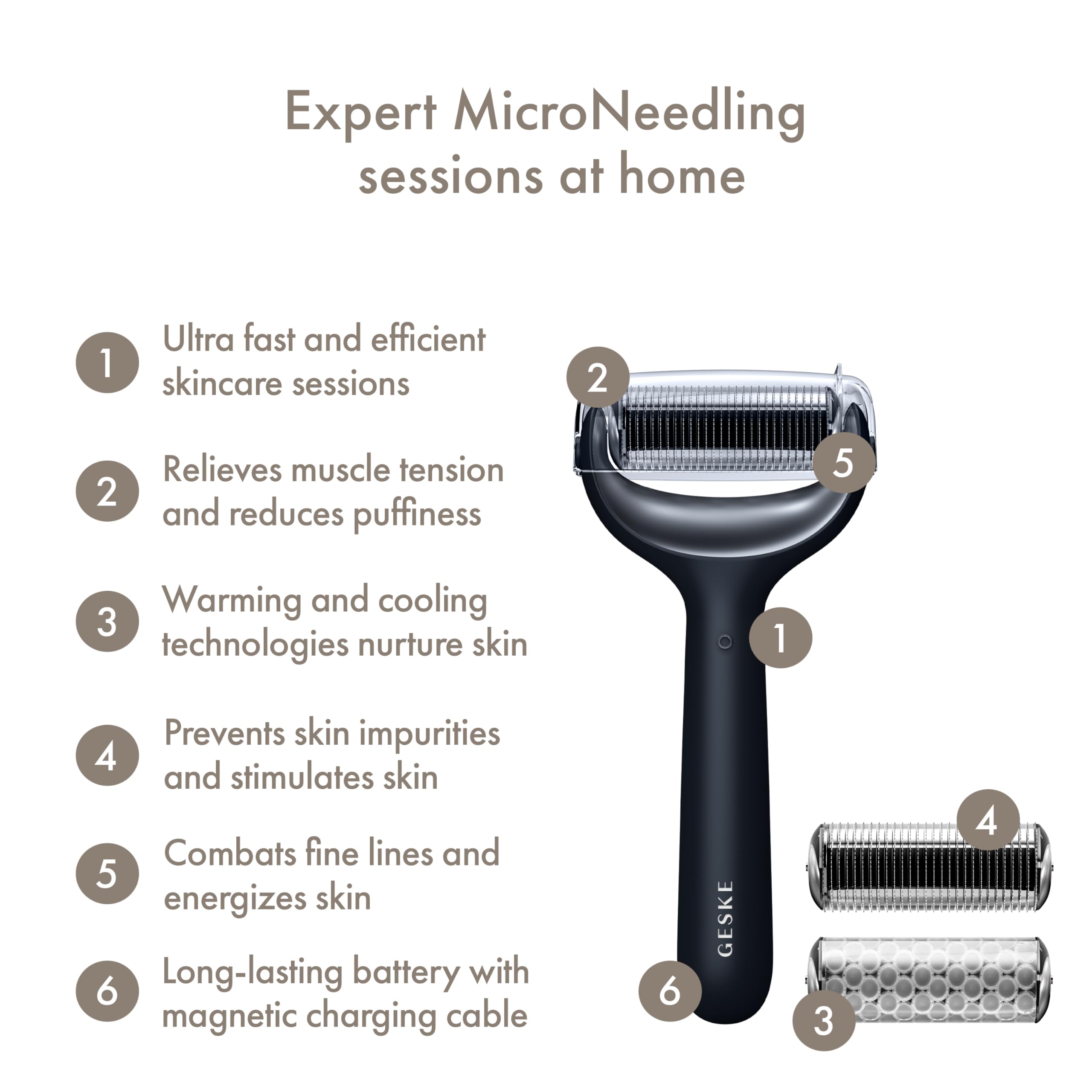 GESKE SmartAppGuided™ MicroNeedle Face & Body Roller, Black - Image 2