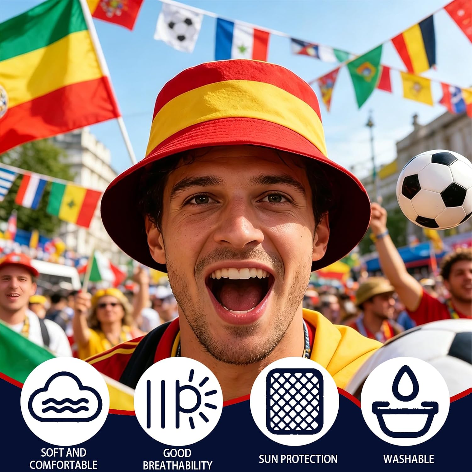 Bucket Hat with National Flag Hat Merchandise for Soccer Fans Gifts image 5