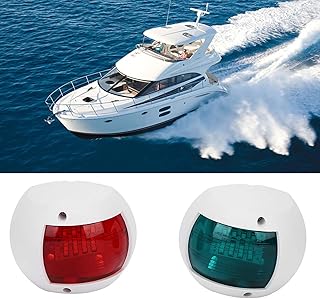 Pair of Spherical Red Green LED Boat Navigation Lights for DC12V-24V Marine (White)