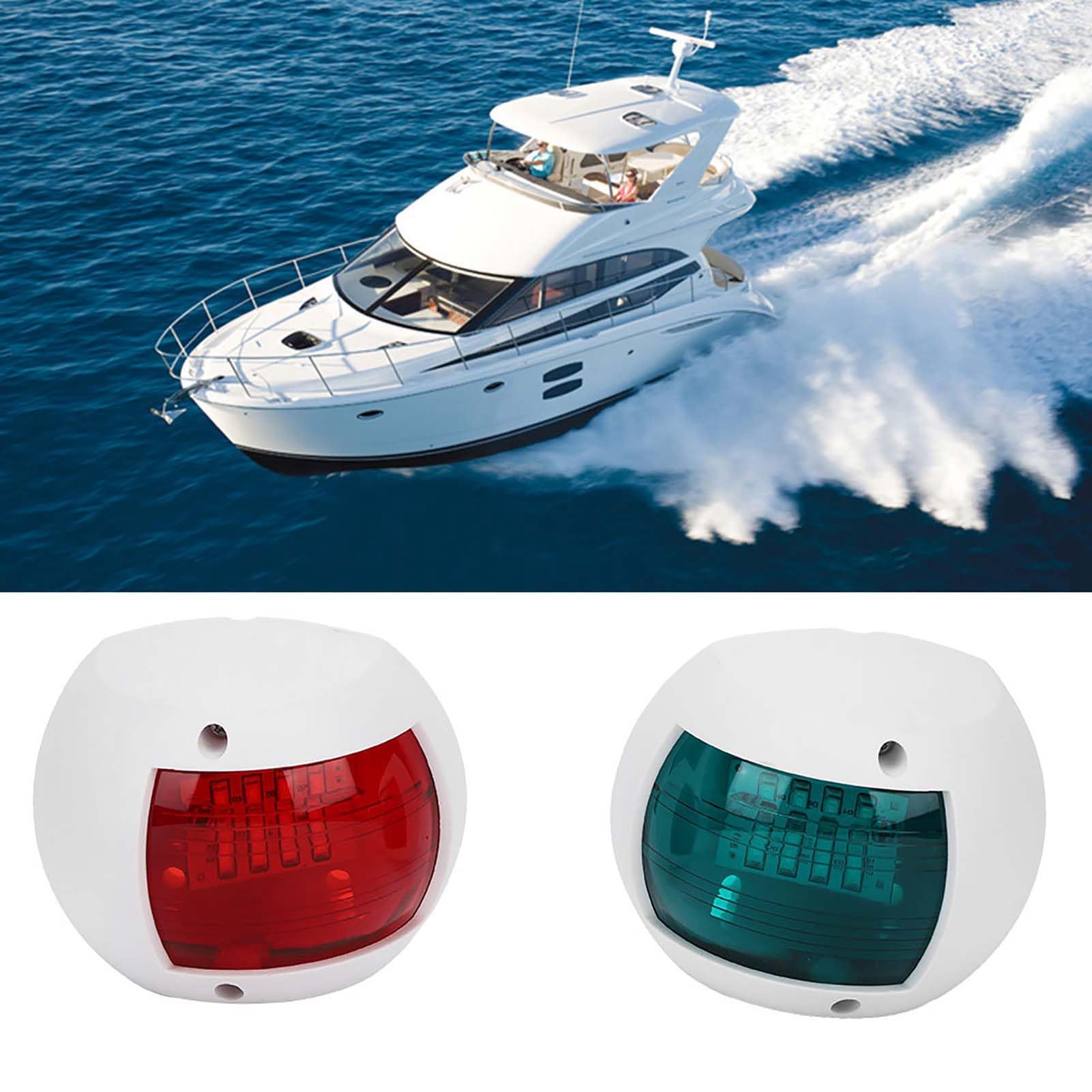 Luce di segnalazione di navigazione, coppia di lampade di segnalazione Luce di navigazione impermeabile a LED rosso verde sferico DC12V-24V 3W, bianco e nero(bianca)