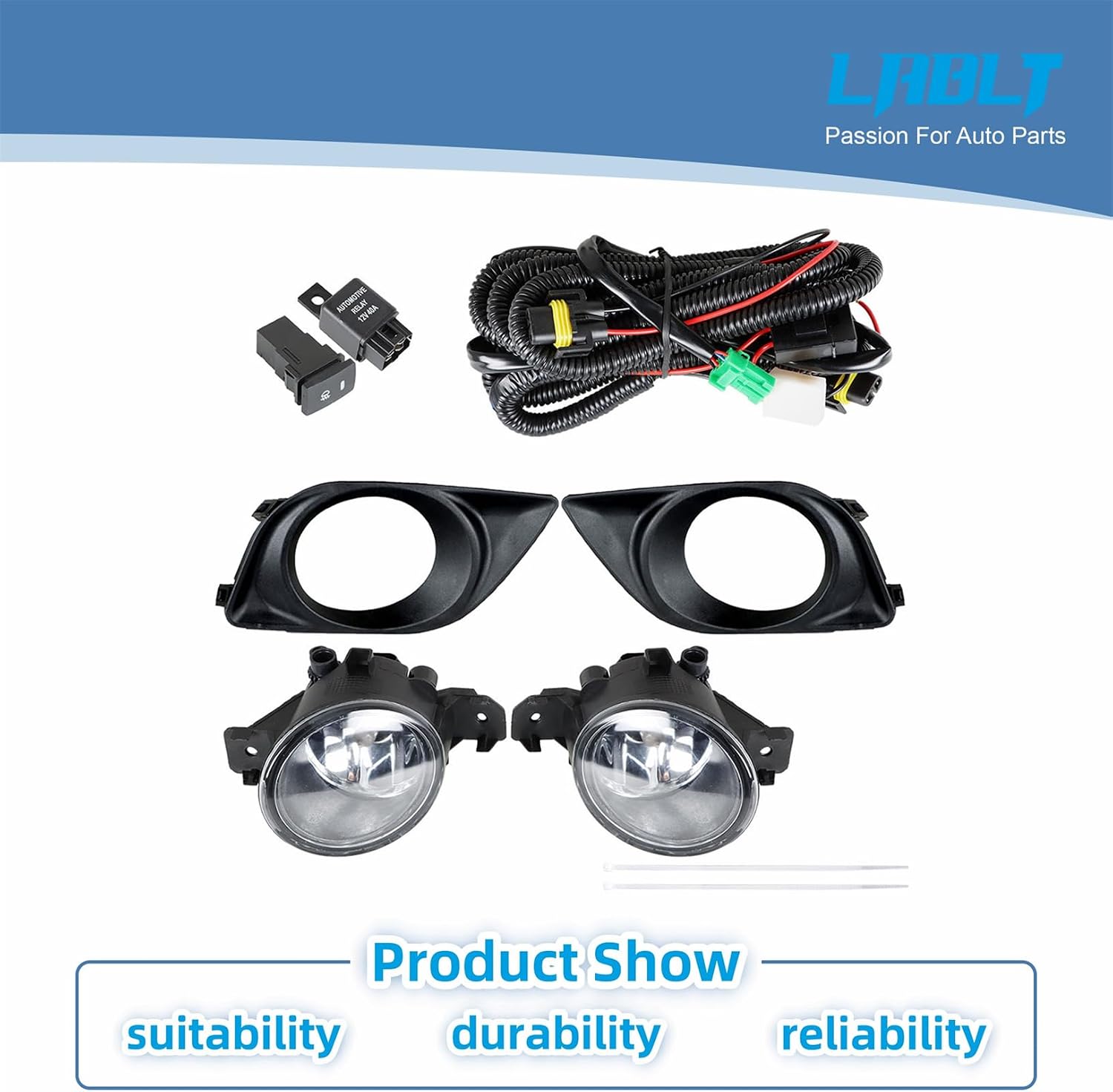 LABLT Replacement for 2012 2013 2014 Versa Fog Lights Right Left Side Driving Fog Lamps Replacement for 26155-9B91C 26150-9B91C