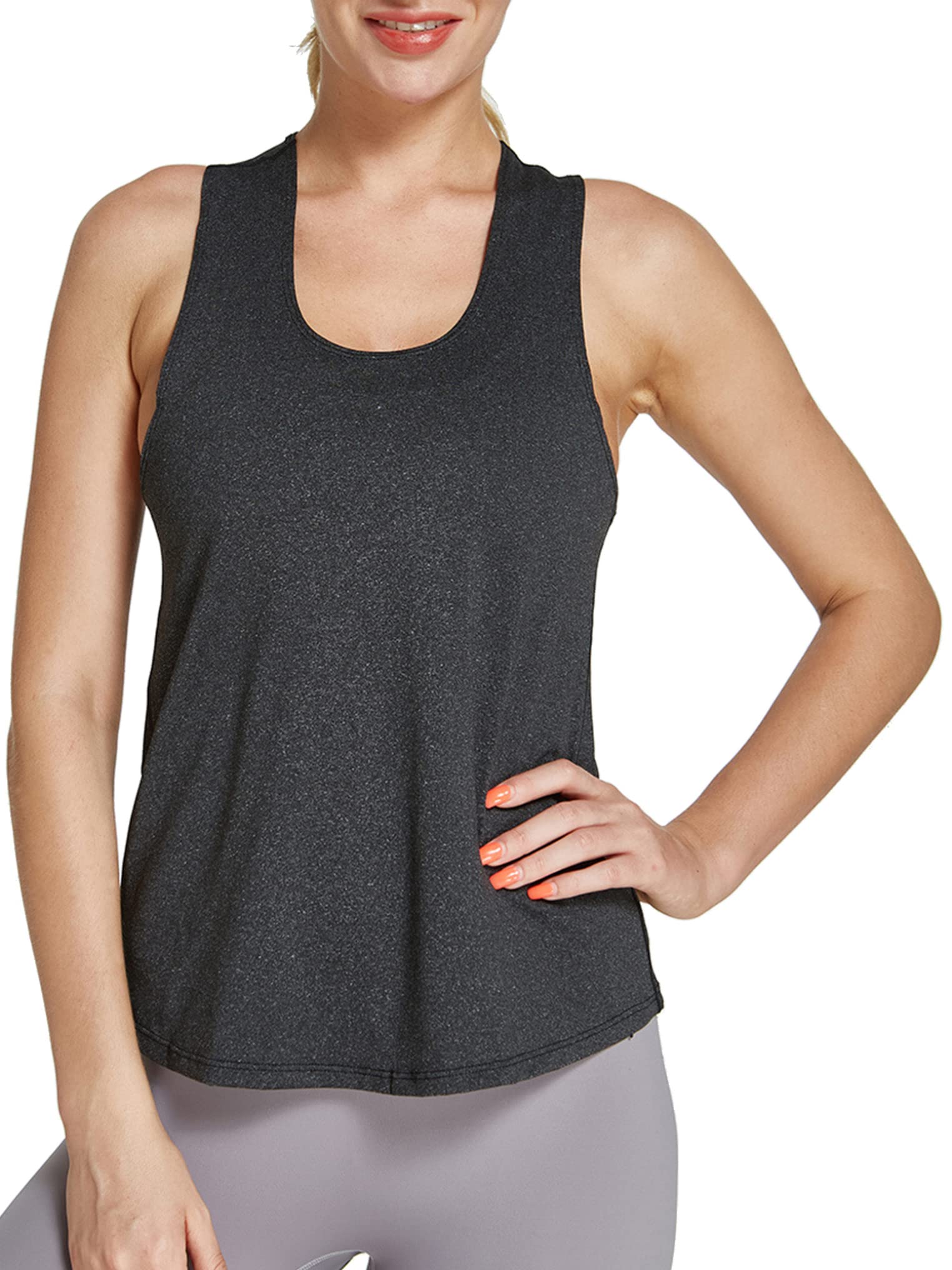 Kaerm Womens Cotton Muscle Tank Tops Vest Loose fit Sleeveless Racerback Yoga Shirt Gym T-Shirt Activewear