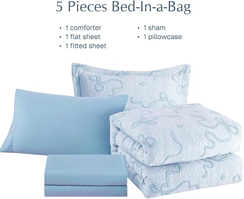 Miniatura 65 de Geniospin Juego de edredón rosa Queen para niñas, 7 piezas con pompones en una bolsa, juegos de ropa de cama individual con sábanas, fundas