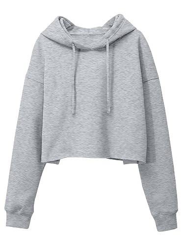 ORANDESIGNE Woman Graphic Print Cropped Hoodie Long Sleeve Fleece Pullover