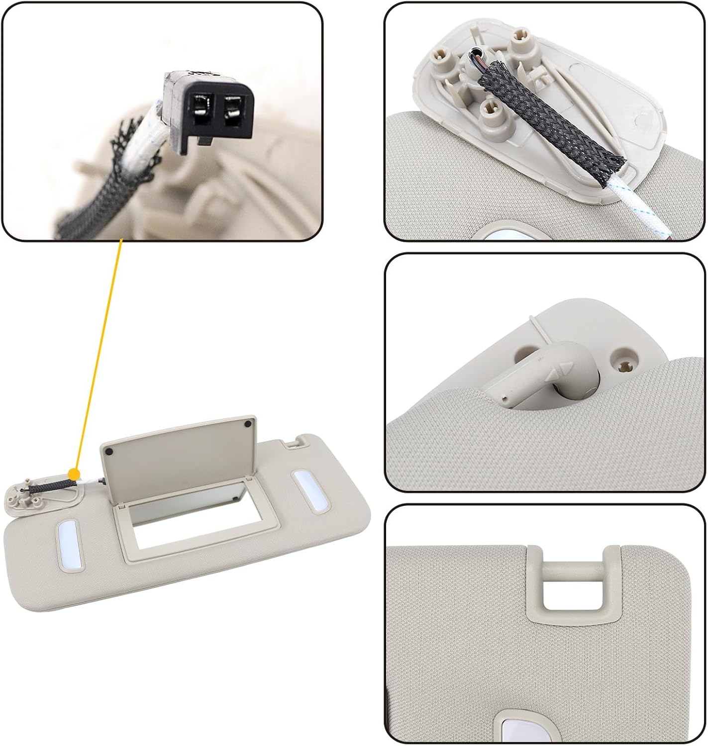 22850306 22850310 Sun Visors Compatible with Chevy Suburban 1500 2500 Avalanche Tahoe GMC Sierra Yukon XL Cadillac Escalade 2007-2014 (Gray, Left Driver and Right Passenger Kit)