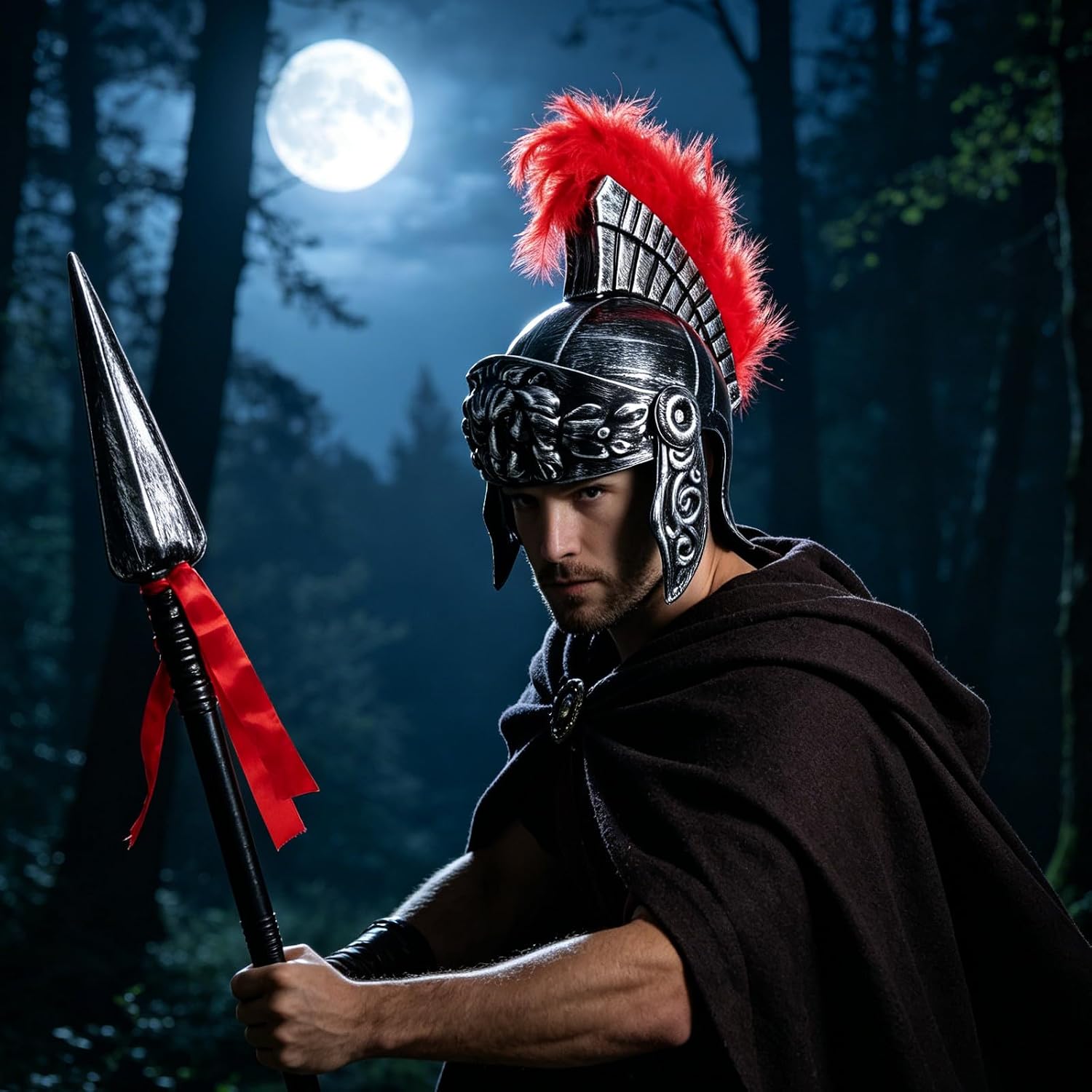 Operitacx 1 Set Roman Warrior Helmet: Medieval Soldier Performance Hat with Spear - Cosplay Helmet Ancient Costume Headgear for Masquerade Event (Silver)