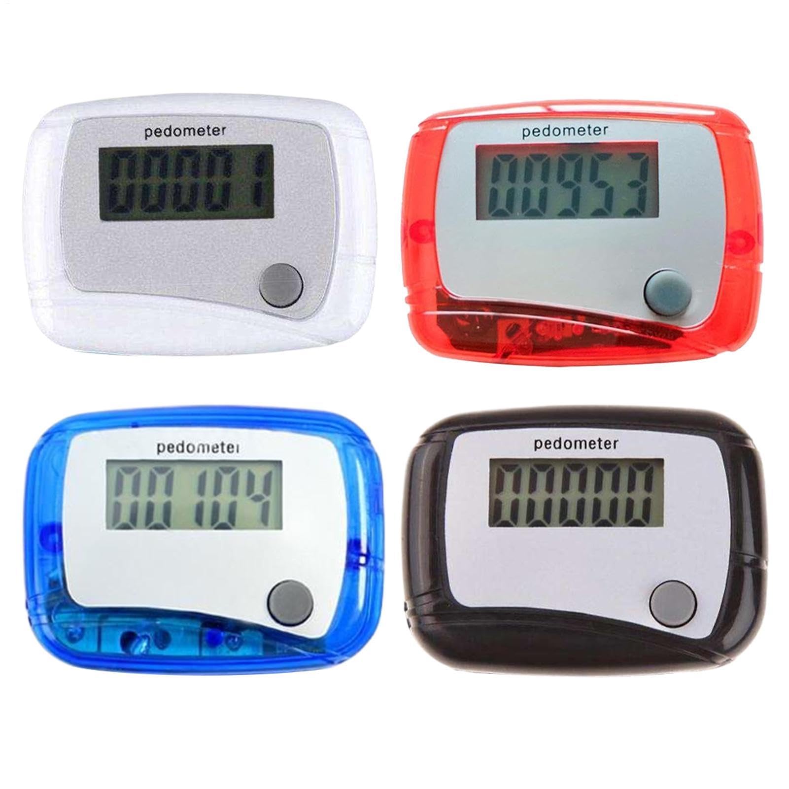 Lot de 4 podomètres numériques 3D pour personnes âgées - Compteur de pas précis - Pour fitness, sport, marche - Appareil portable - Pour randonnée, randonnée, course à pied, entraînement, voyage