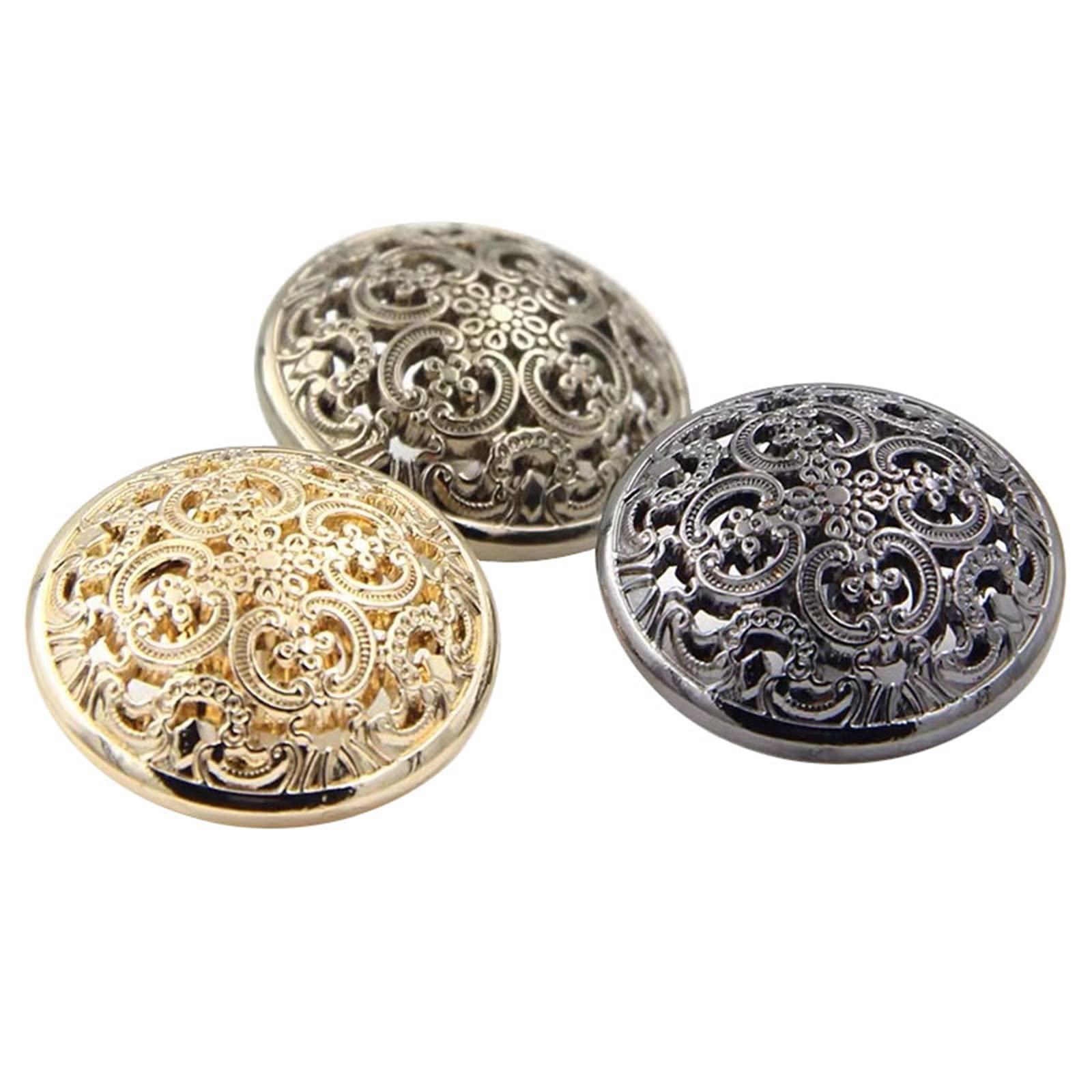 Guziki do ubrań 10 sztuk europejski styl retro dworski wydrążony rzeźbiony okrągły metal dla majsterkowiczów bluzka płaszcz akcesoria do szycia(Silver,20mm)