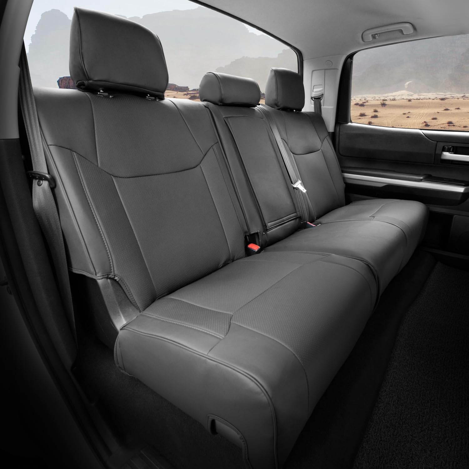 CoverCenter® for Toyota Tundra Seat Covers 2021-2014 (CrewMax Only), Custom-Fit Full Set Black Leather Seat Cover for Tundra 2014 2015 2016 2017 2018 2019 2020 2021 Truck Accessories