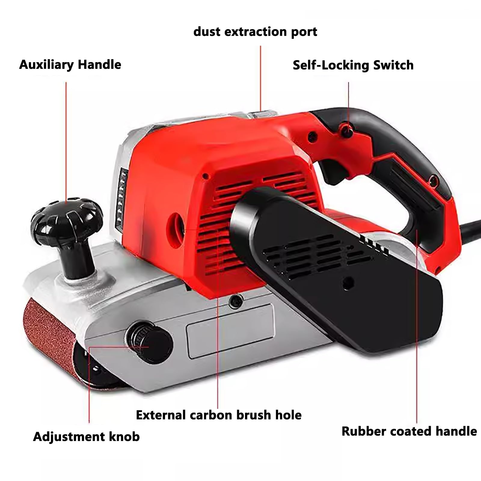 Lijadora de banda, Herramienta lijadora eléctrica 500 RPM con 50 bandas y bolsa de polvo,Lijadora eléctrica ideal for trabajar la madera,adecuada for trabajos lijado,pulido y eliminación de virutas