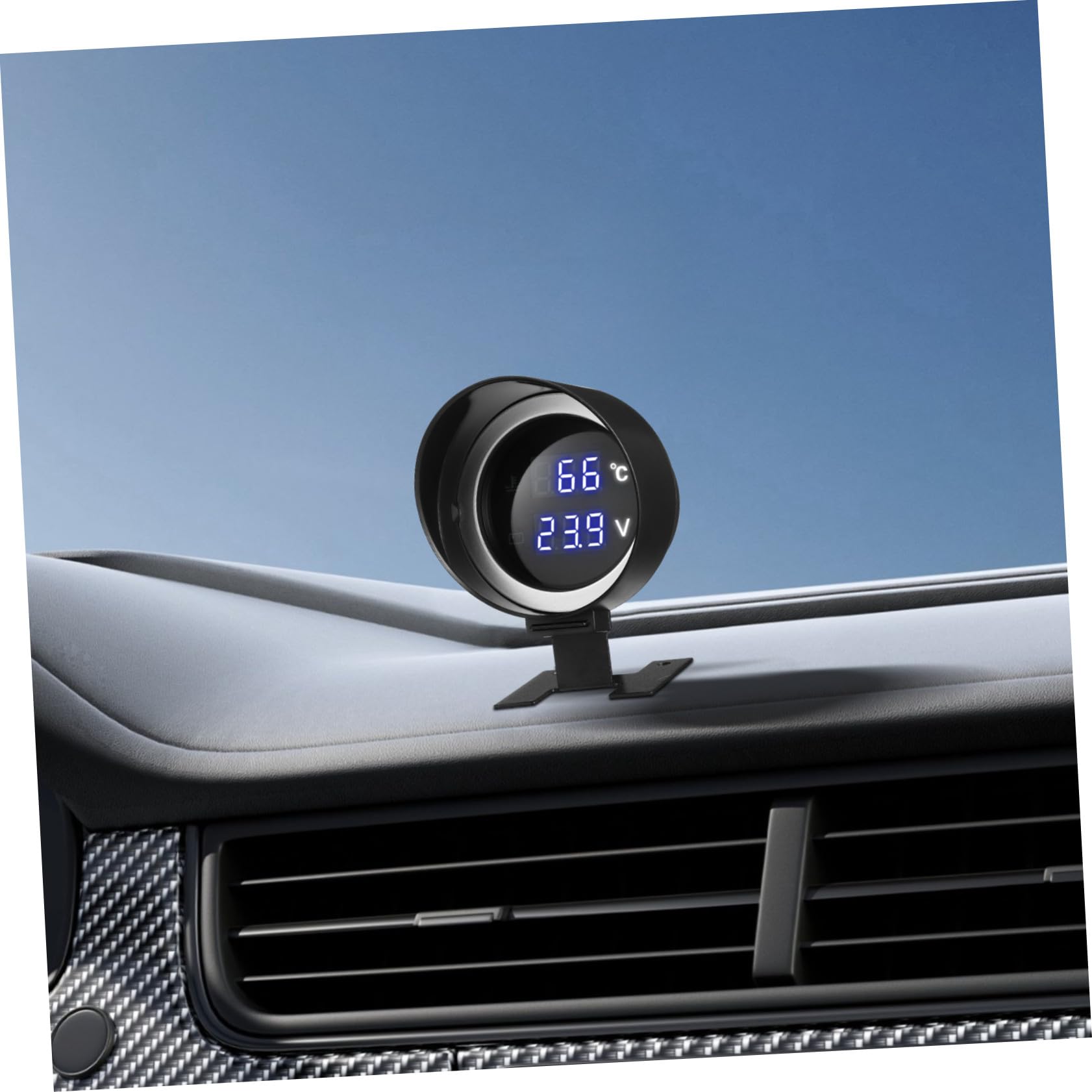 Misuratore Acqua Temperatura e Tensione Auto Rotondo Nero