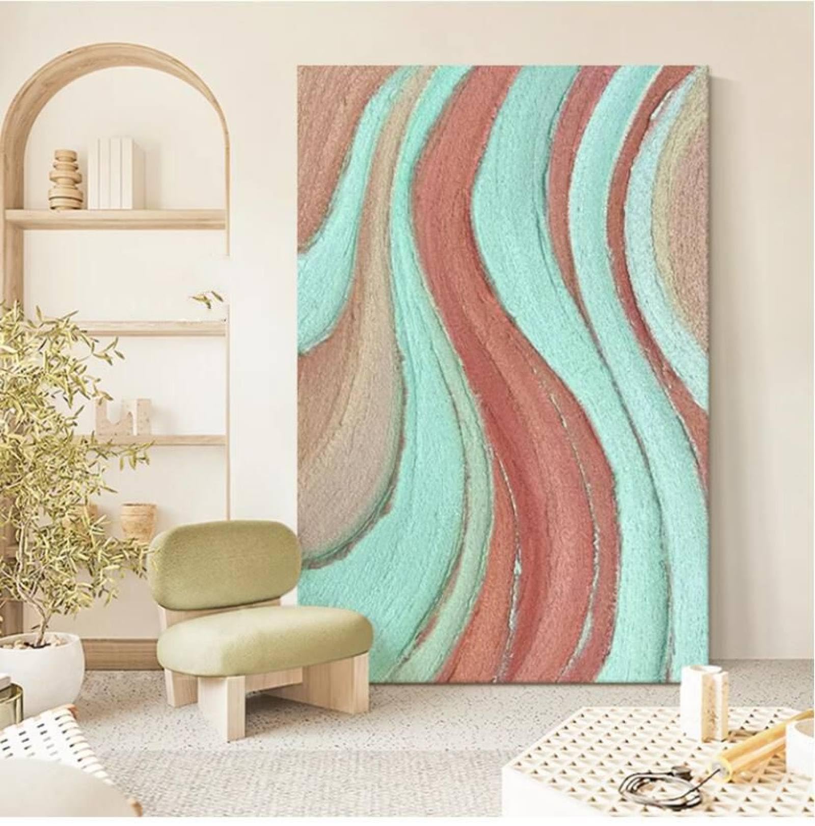 Toile moderne abstraite pour chambre à coucher, grande peinture simple faite main