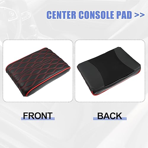 Miniatura 6 de X AUTOHAUX Funda de cojín para reposabrazos de consola central, impermeable, de piel sintética, protector de cojín universal para automóvil,