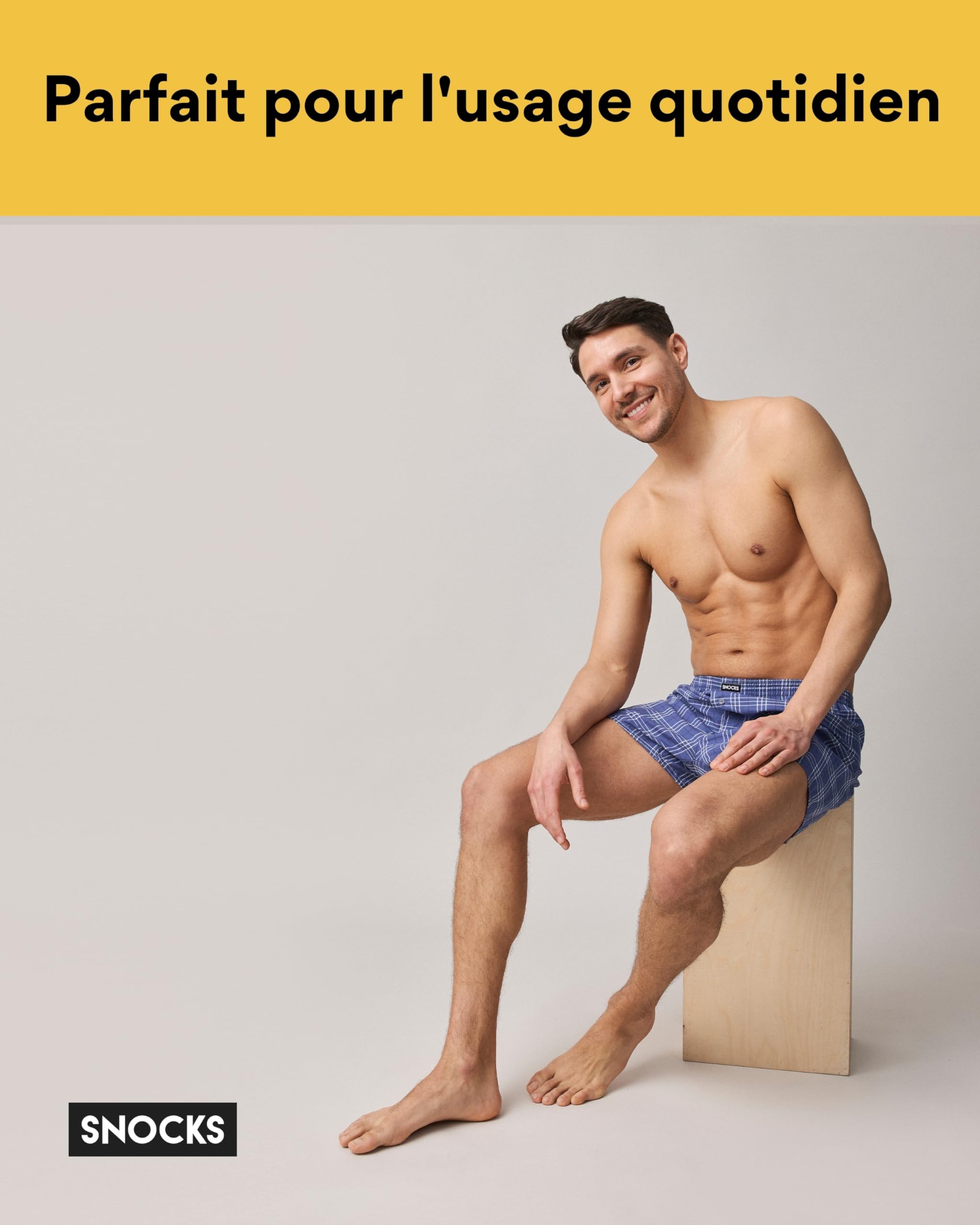 Snocks Caleçon Homme Américain Lot de 3 – Boxer en Coton Bio Certifié GOTS, sous-Vêtement Confort sans Couture – Tailles S à 4XL