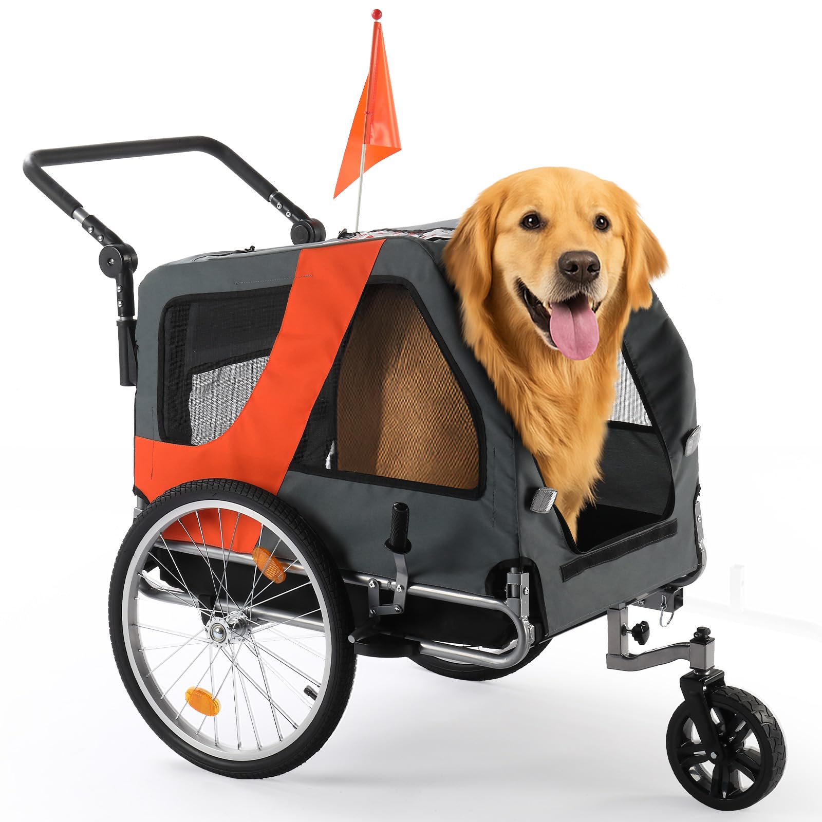 Ktaxon 2-in-1 Pet Bike Trailer, Heavy Duty 132lbs Load Capacity Foldable