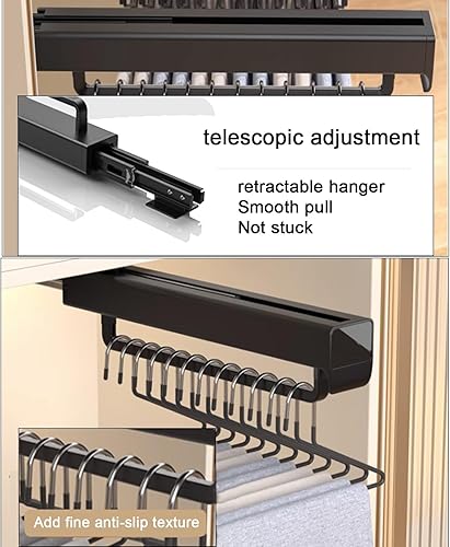 Miniatura 2 de Barra de valet para armario extraíble, barra retráctil de aleación de aluminio, soporte extensible para pantalones de 55.1 lbs, colgador de armario