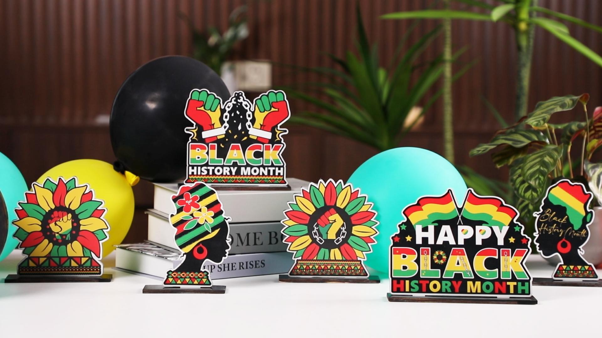 Set Decorativo In Legno Black History Month: 4 Pezzi Per Celebrare La Cultura E La Diversità.