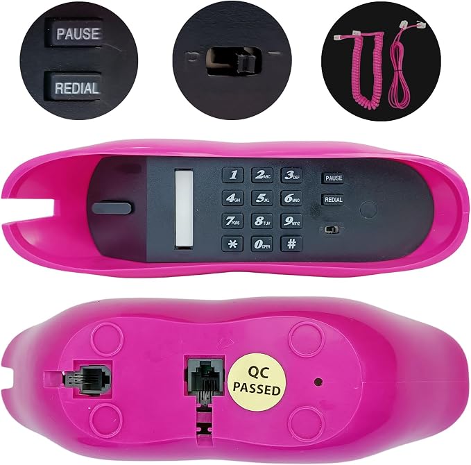 Teléfono con cable Benotek forma labios color rosa miniatura 3