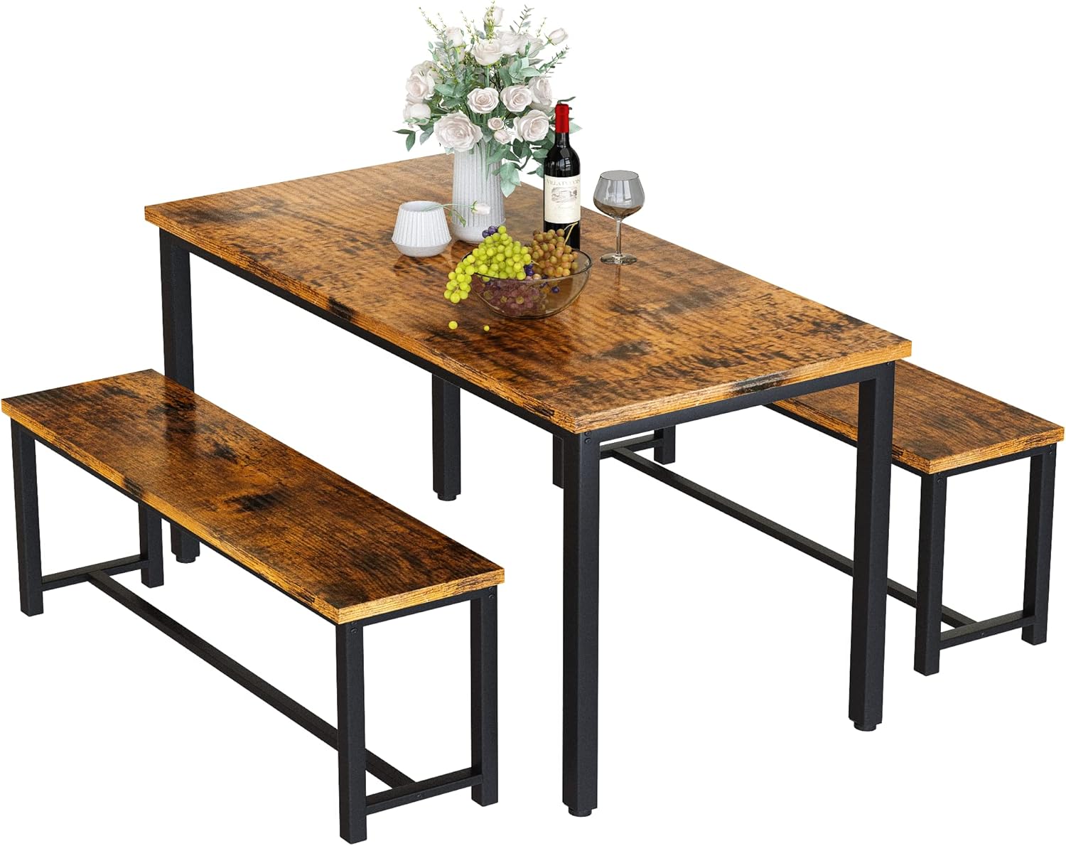 Pedyo-up view of the table's wood grain surface