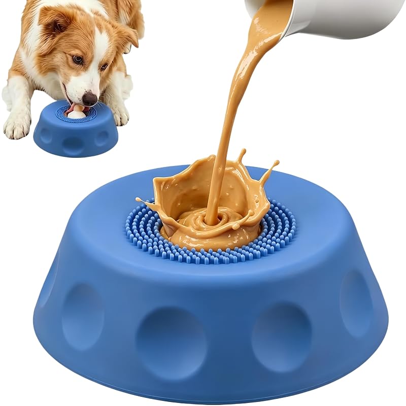 Comedouro Lento para Cães em Silicone com Ventosas Futisma Azul