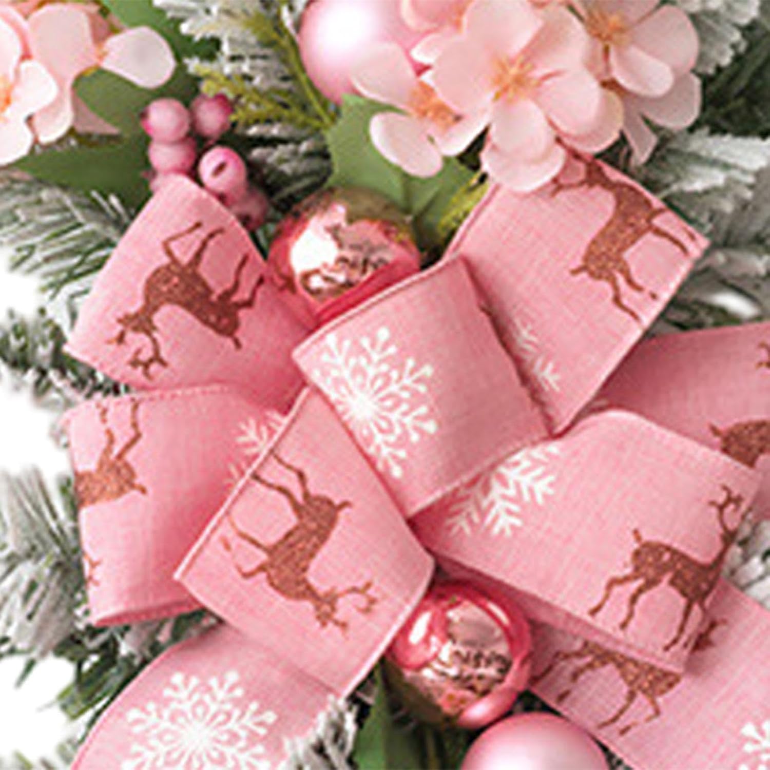 Christmas Swag Xmas Wreath Easy to Hang Convenient with for Garden Home Indoor Outdoor, Pink