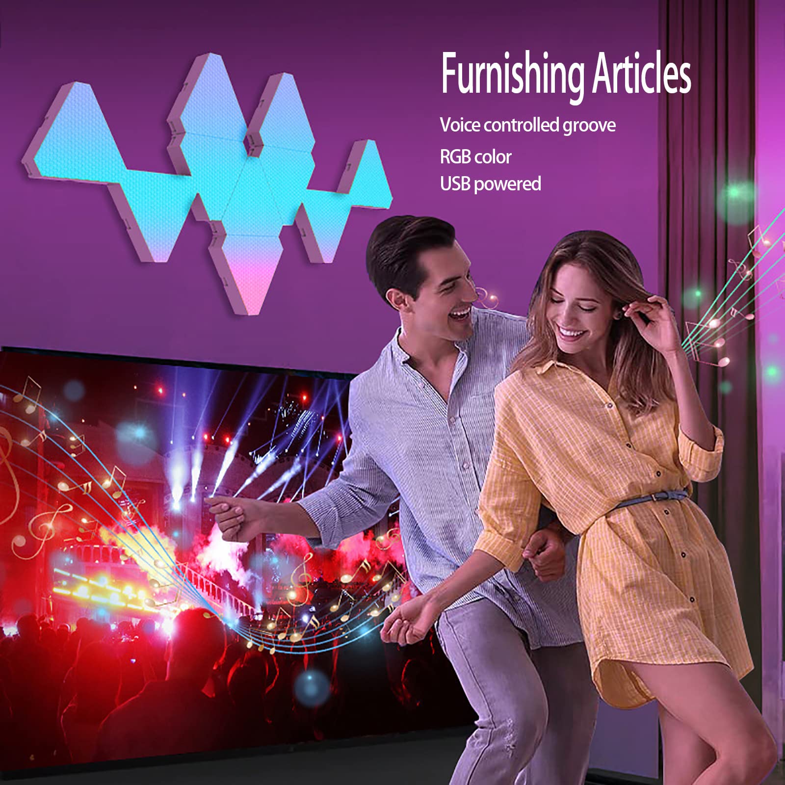 Paneles luminosos triangulares LED, aplique de pared que cambian de color, lámpara de juego inteligente RGB con control de aplicación y sincronización de música remota para dormitorio, sala de estar y