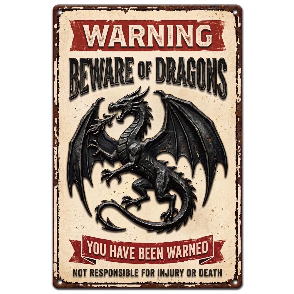 Plaque métallique vintage dragon, idée cadeau médiéval pour homme