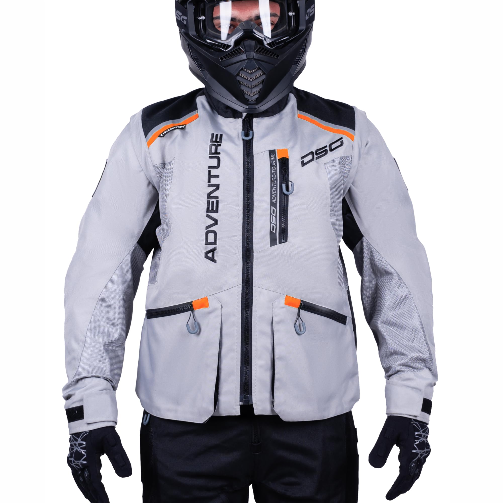 DSG ADV Riding Jacket (Colour - Grey Black Orange) (Size-Medium)-image-9