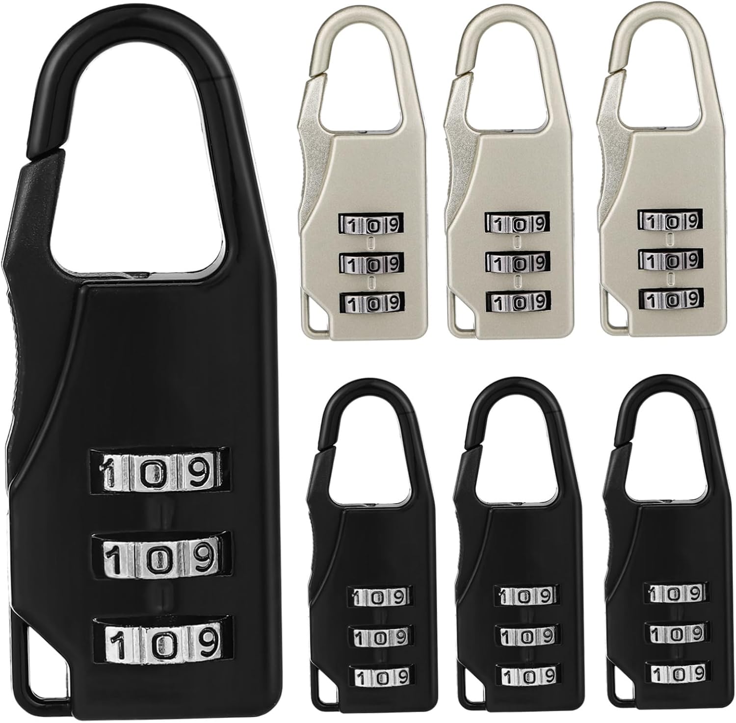 VALICLUD 6 Pezzi Lucchetto per Bagagli da Viaggio Composizione Lucchetto con Numero Zaino Lucchetto a Combinazione Serrature di Sicurezza Serrature per Cassetti Nero, Come Mostrato