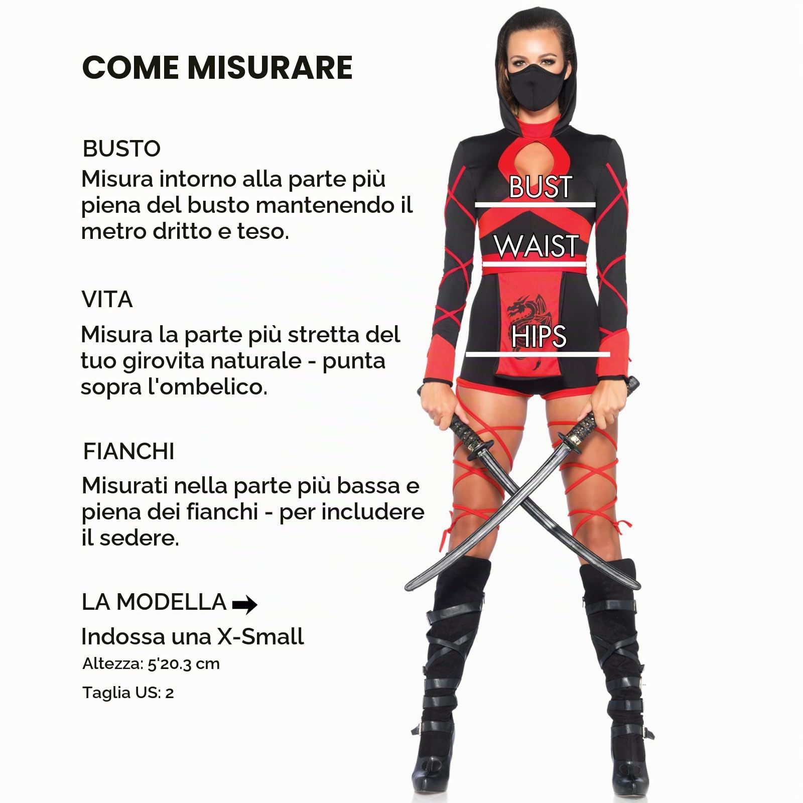 Leg Avenue 85401 - Dragon Ninja costume per le donne, di medie dimensioni (EUR 38)