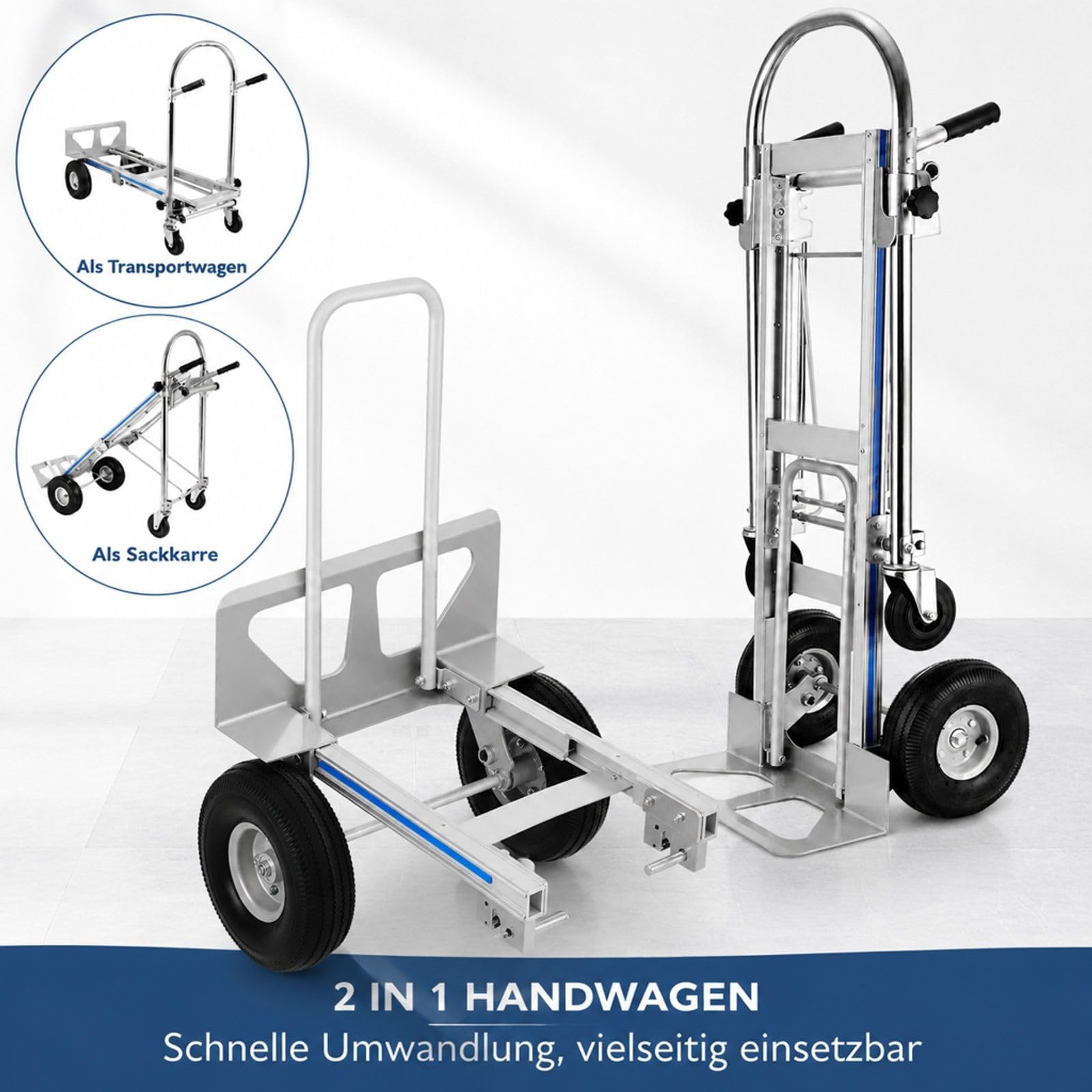 Klappbare Aluminium-Transportkarre mit Treppenrutsche und Kunststoffrädern |