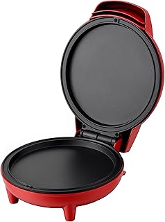Courant Griddle and Mini Oven Compact Griddle 7-inch Personal Griddle Pizza Maker Red