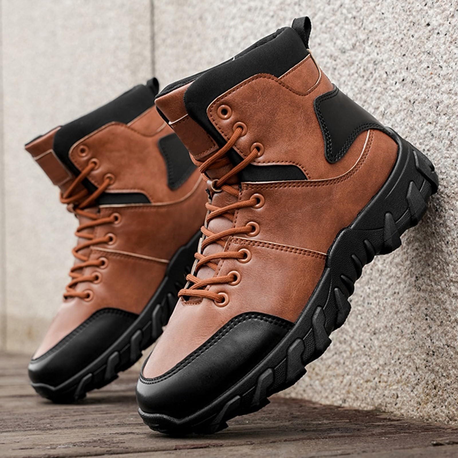 Generisch Scarpe da trekking da uomo, impermeabili, invernali, con lacci, suola spessa, ammortizzazione, stivali da neve con calda imbottitura, per trekking e attività all'aperto