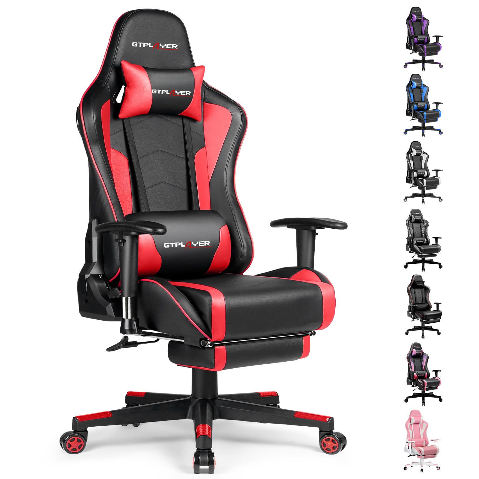 Gaming Chair with Footrest Speakers Video Game Chair Bluetooth Music Heavy Duty Ergonomic Computer Office Desk Chair Red