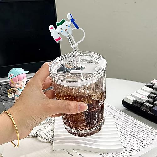 Miniatura 6 de 6 fundas de pajita, cubiertas de silicona para pajillas, tapas de paja para vasos, puntas de popote a prueba de salpicaduras, reutilizables, a