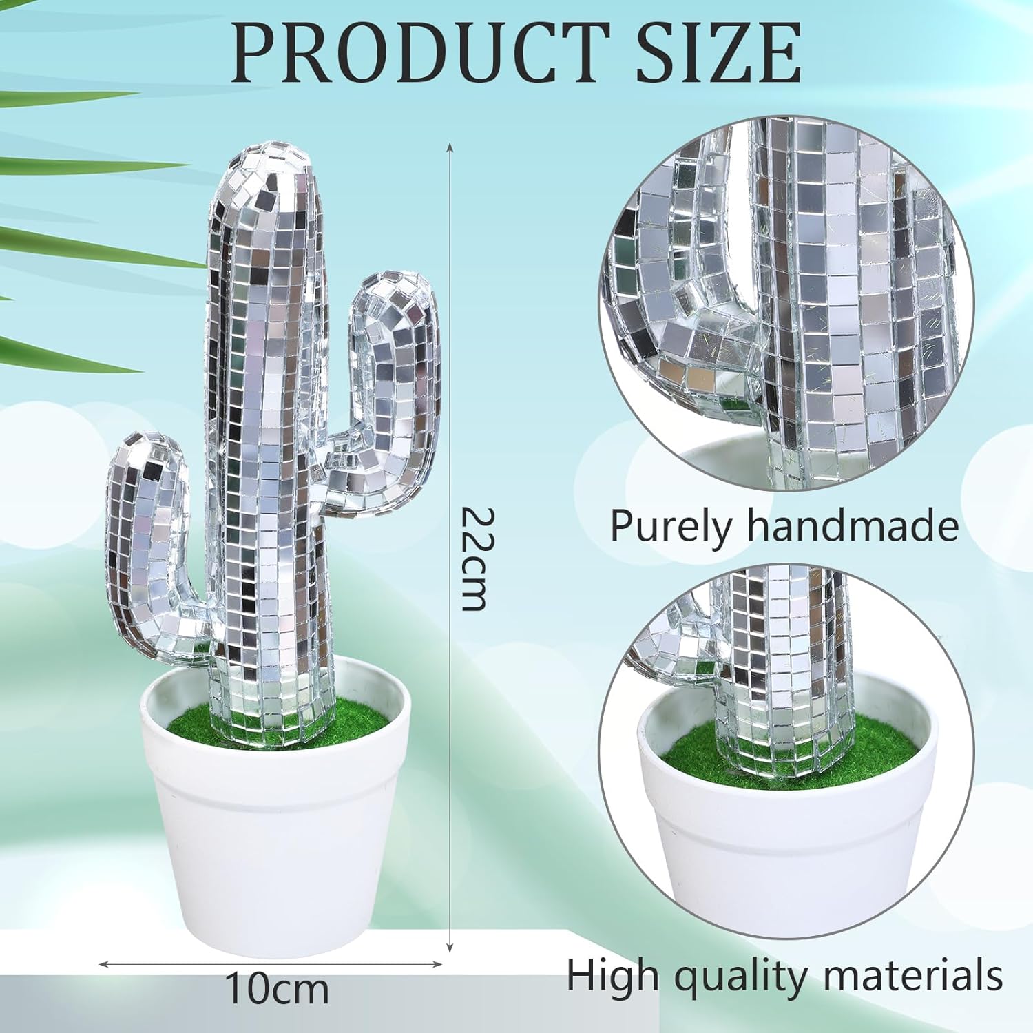 Disco Ball Cactus Party Decor Glitter Cactus Fiesta Mexican Party Decoration Disco Mirror Decorations for Fiesta Mexican Table Desk Home Decor