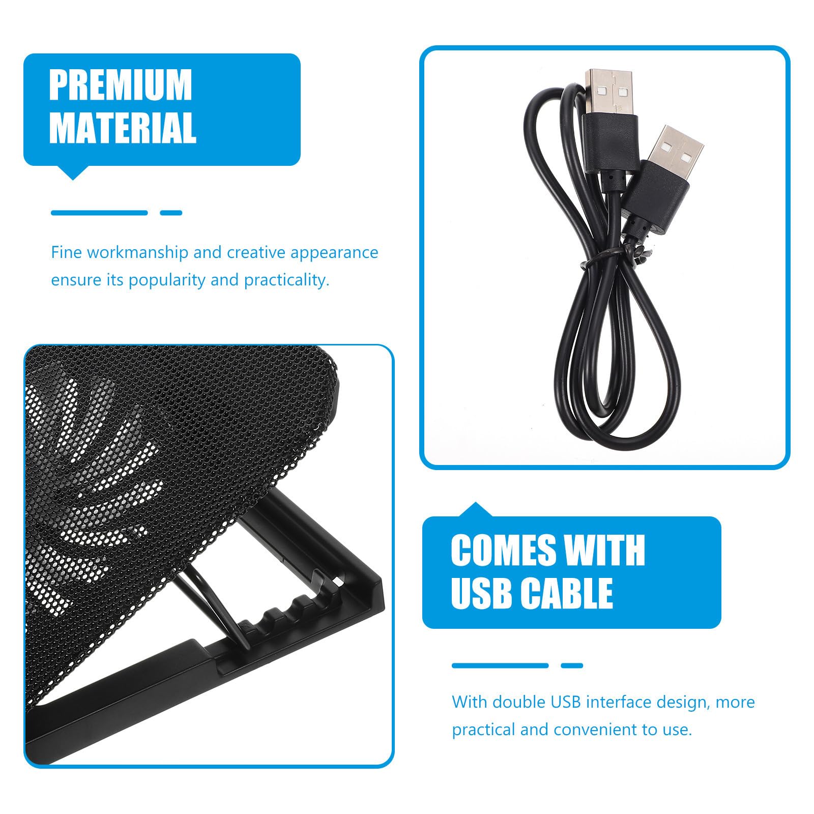 Base de Refrigeración para Portátil de 13 Pulgadas, Plástico Negro