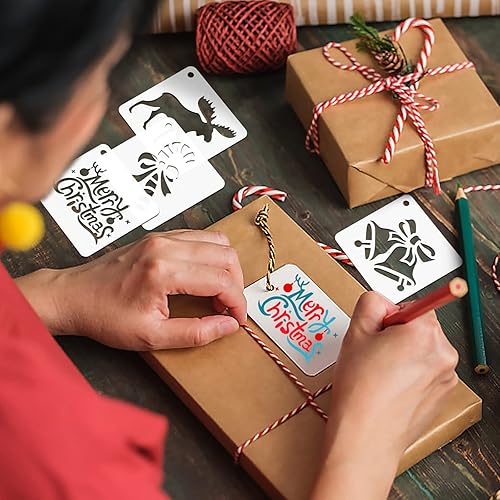 Vista 117 de Augshy Plantillas de Halloween, paquete de 56 plantillas de pintura de calabaza, plantillas de plástico para pintar sobre adornos de madera