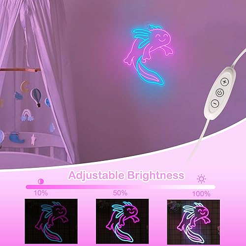 Miniatura 4 de Regalo de ajolote, letrero de neón de ajolote de Ammonite con luces LED de neón para decoración de pared de habitación, arte para regalos de