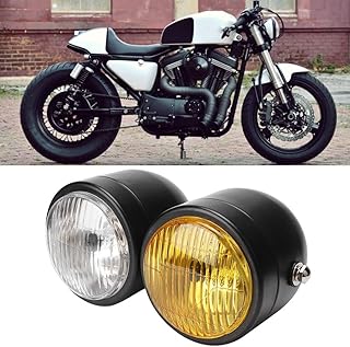 Universal-Motorrad-Scheinwerferlampe, 21,6 cm, Eisen, vorne, ein Paar Doppel-Scheinwerfer, rund, LED, schwarzes Gehäuse un...