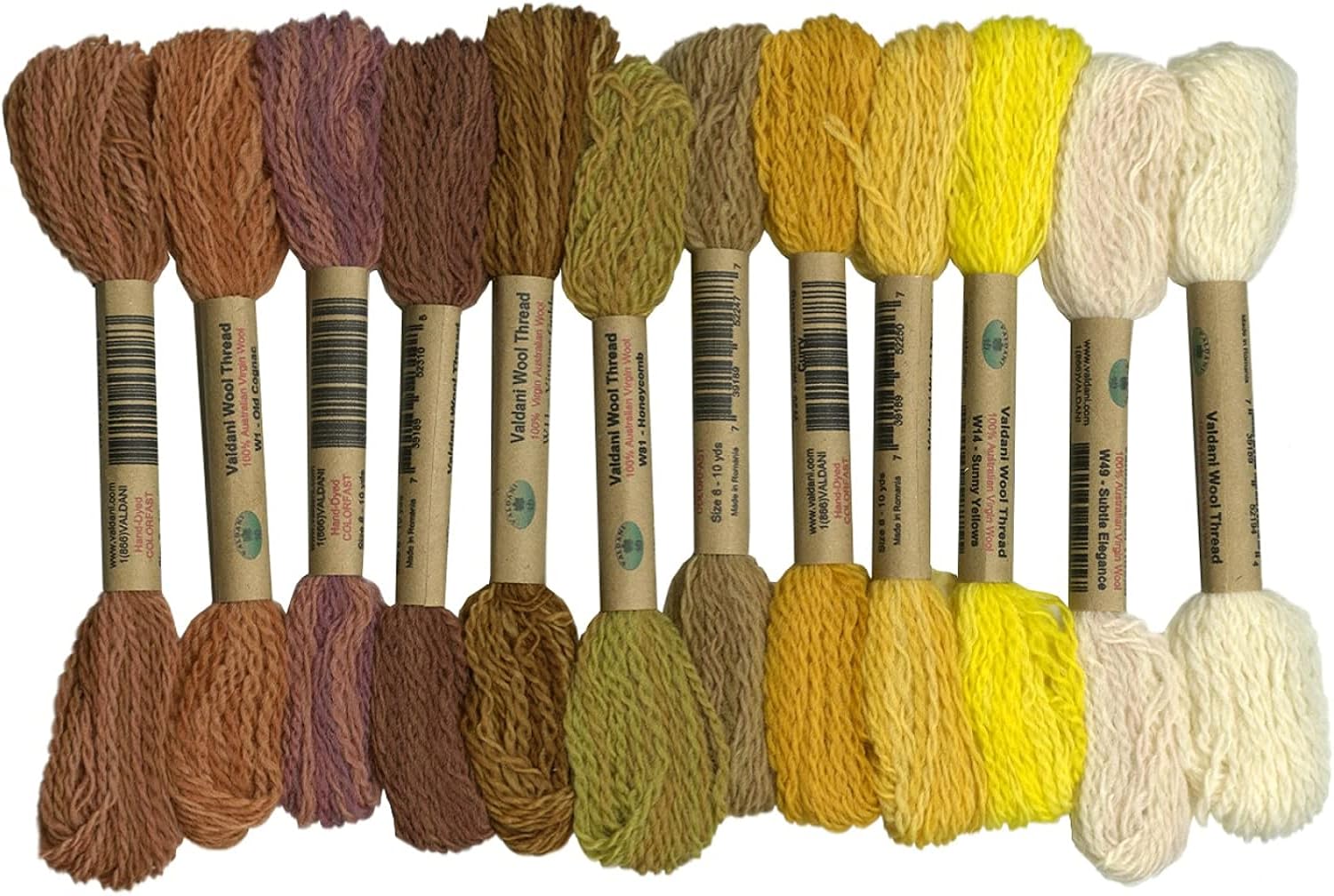 Valdani Alpine Seasons Thread Size 8 2ply Wool 12 Skein Sampler