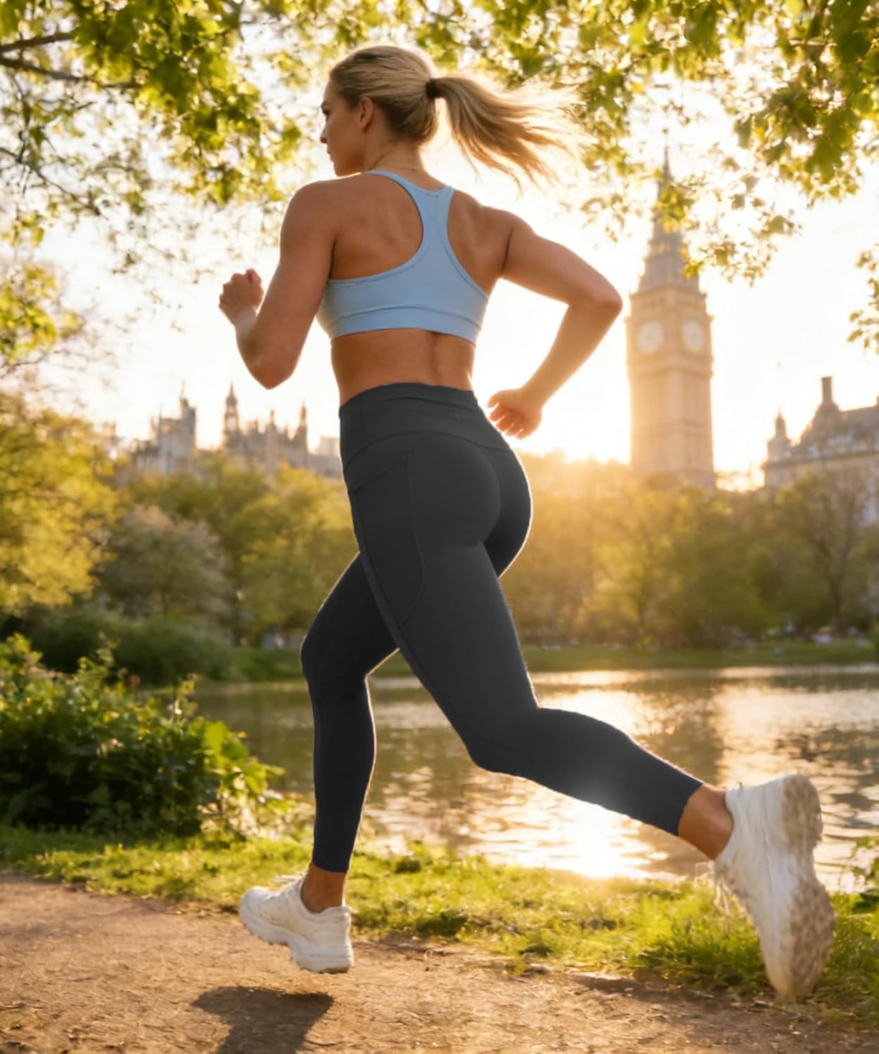 Tummy Control Leggings with Pockets Compression Butt Lifting High Waist Pants for Women