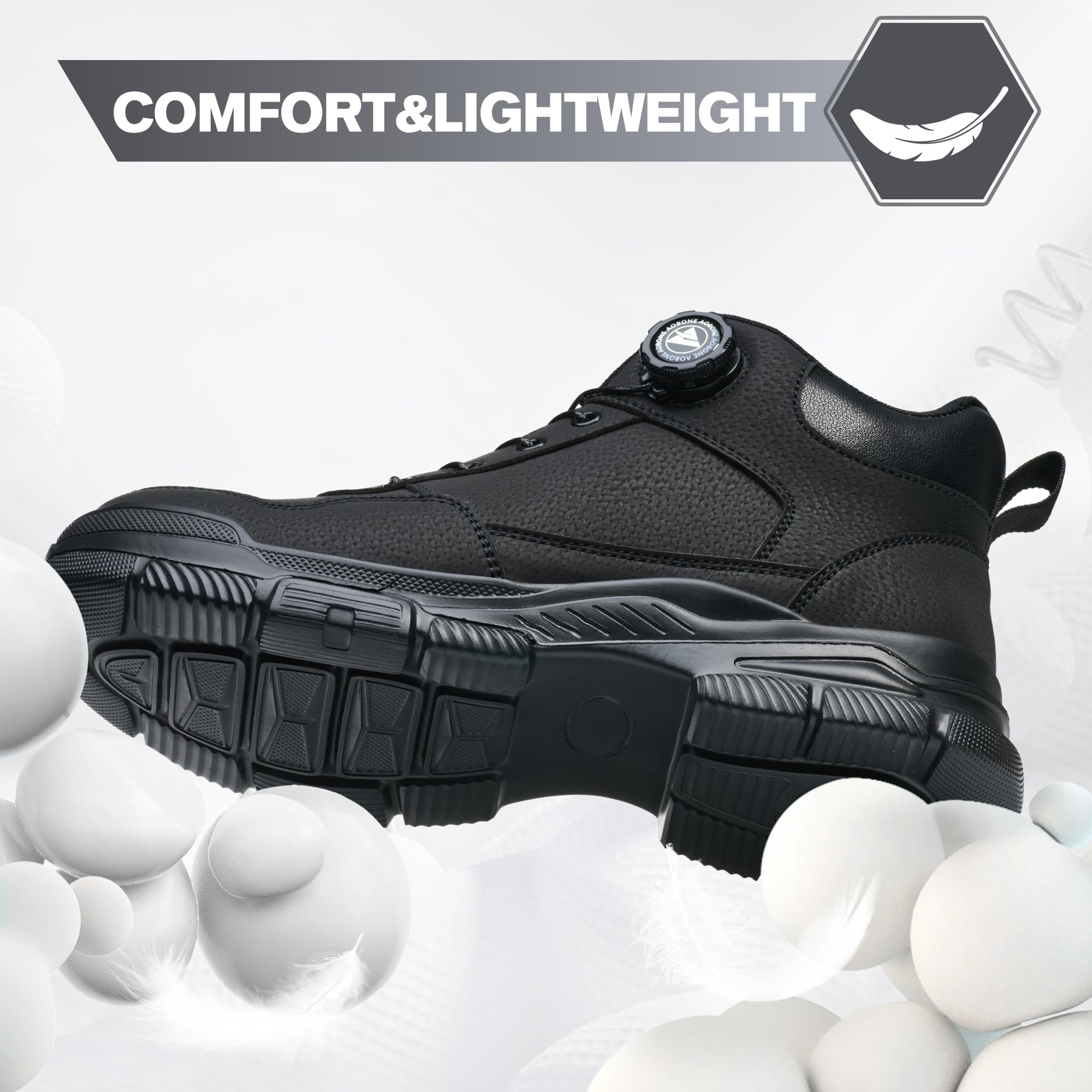 Sicherheitsstiefel Herren Damen Sicherheitsschuhe Leicht Wasserdicht Arbeitsschuhe rutschfest Hoch Stahlkappenschuhe Arbeitsstiefel mit Drehverschluss