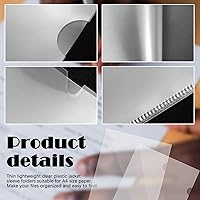 Vista 3 de 50PCS Clear Plastic Document Folders, US Letter/ A4 Size 14C (1.4mm) Thick Clear Transparent Document Folders Copy Safe Project Pockets Lightweight