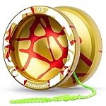 MAGICYOYO V3 Dual Purpose Metal Yoyo for Kids 8-12 & Adults, Responsive Yoyo Professional and Unresponsive Yo yo for Adults, Trick Yo-yo with 12 Strings, Bearings & Carry CaseGolden Red Splash
